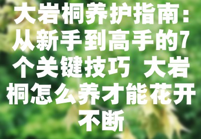 大岩桐养护指南：从新手到高手的7个关键技巧 大岩桐怎么养才能花开不断