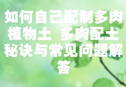 如何自己配制多肉植物土 多肉配土秘诀与常见问题解答